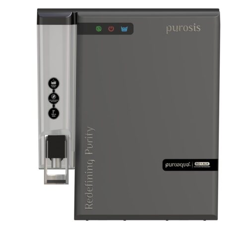 PUROSIS Plus Matt Grey RO+Alk Water Purifier, 14L Capacity, Suitable for Borewell and Municipal Water Sources