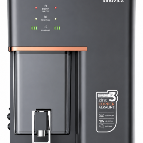 Aqua Innovica RO Water Purifier, 10L Storage, Alkaline Copper UV Filtration with TDS Controller, Metallic Black